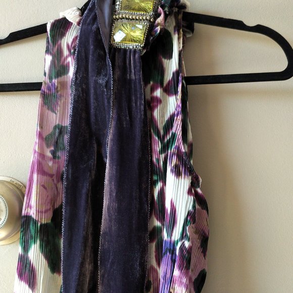 ELIE TAHARI floral top 100% silk - Xsmall petite - Picture 10 of 11